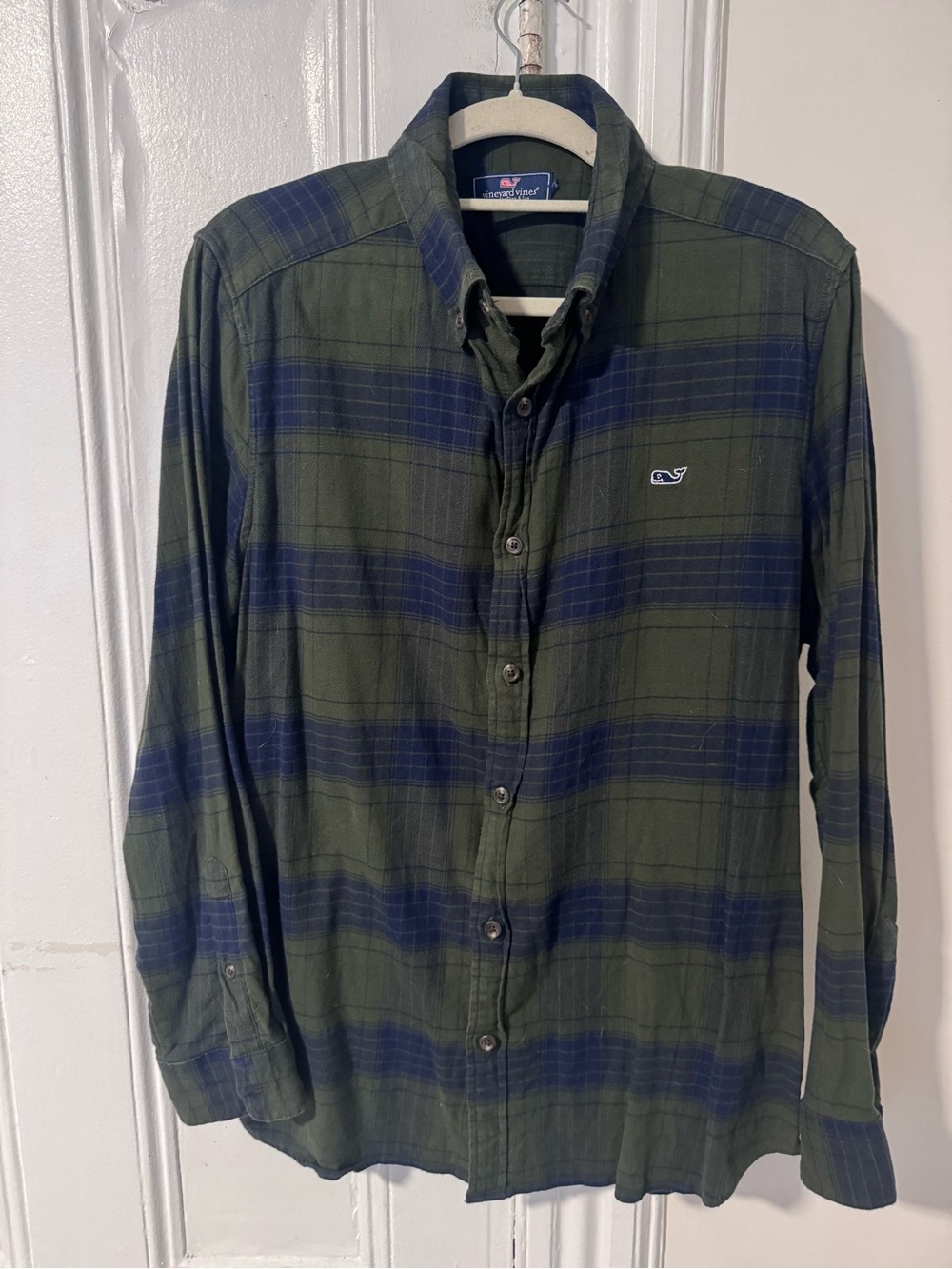 Vineyard Vines Green and Navy Plaid Button-Down Shirt